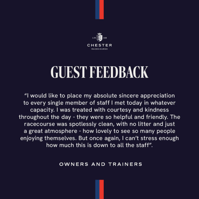 From spotless grounds to exceptional service, and with the dedication of owners and trainers, every fixture at Chester Racecourse is unforgettable🌟

Big thanks to our amazing staff for making it all happen🙌